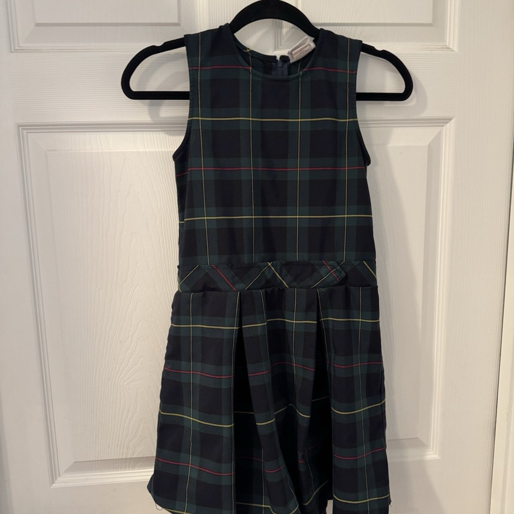 BETTY THATCHER BRAND Green / Blue Plaid Jumper - Girls Size 8 -Hem Let Out-